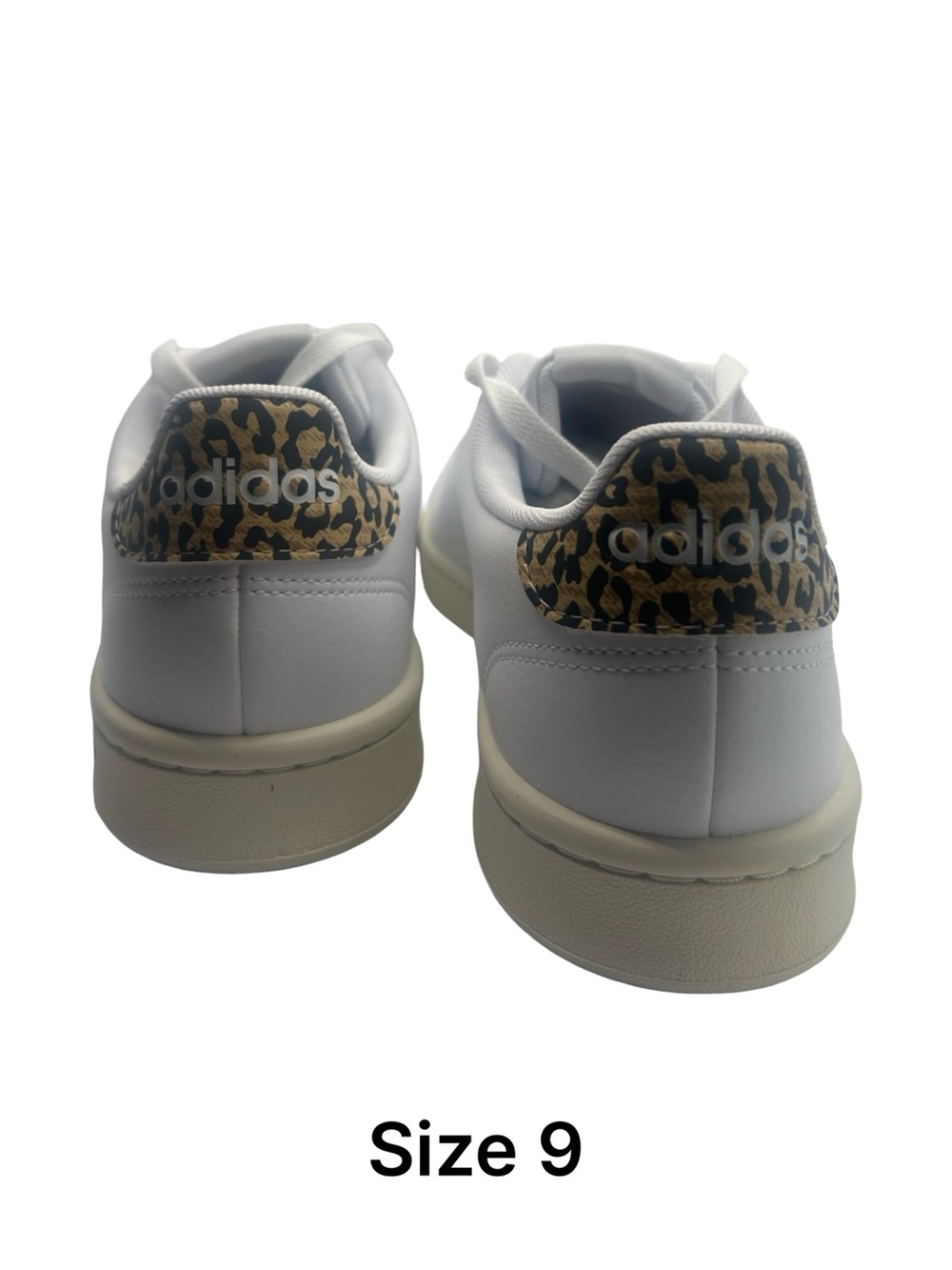 BNWT Adidas White advantages with Leopard Heel Tab
